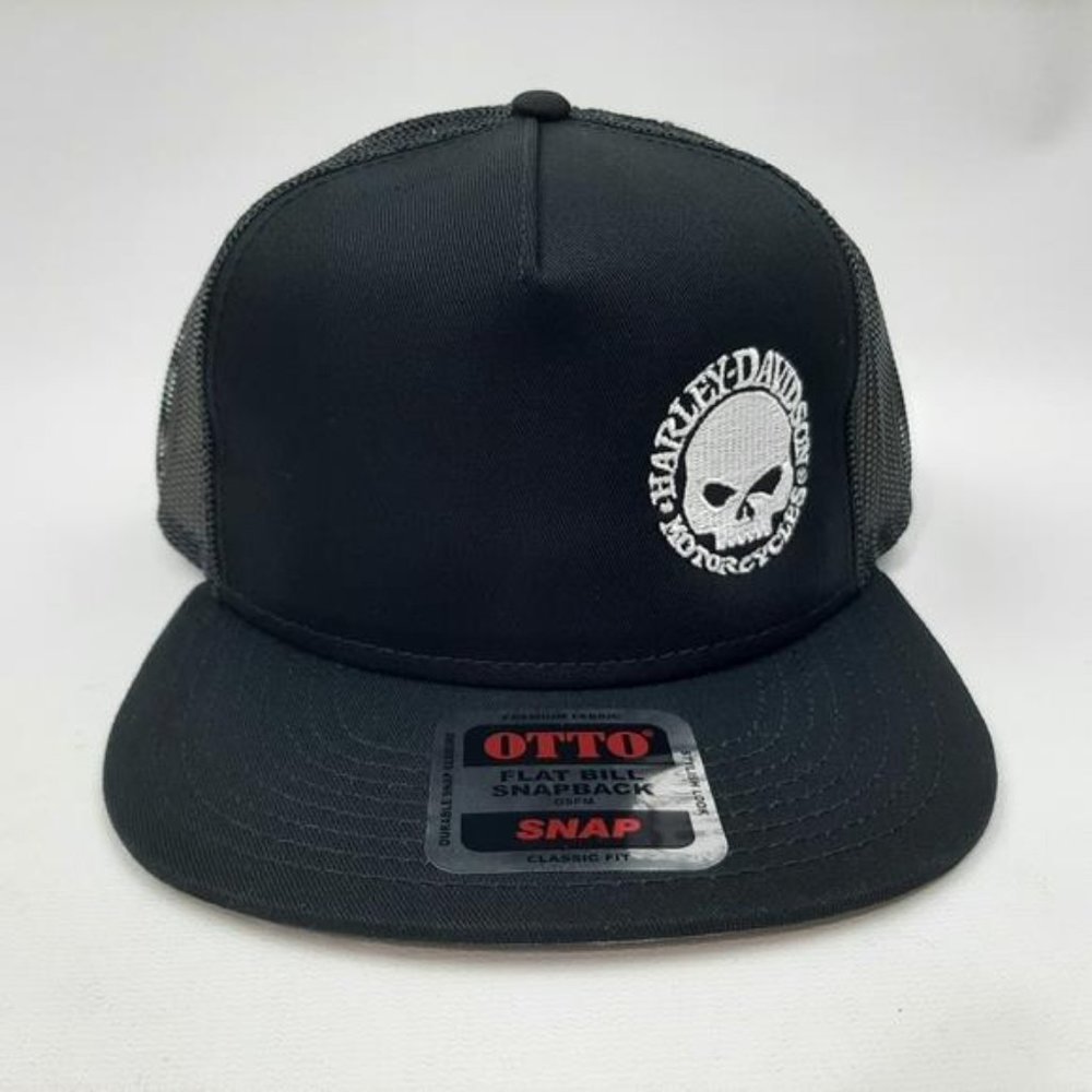 American Biker Retro Willy G Embroider Flat Bill Trucker Mesh Snapback Harley HD - Picture 2 of 8